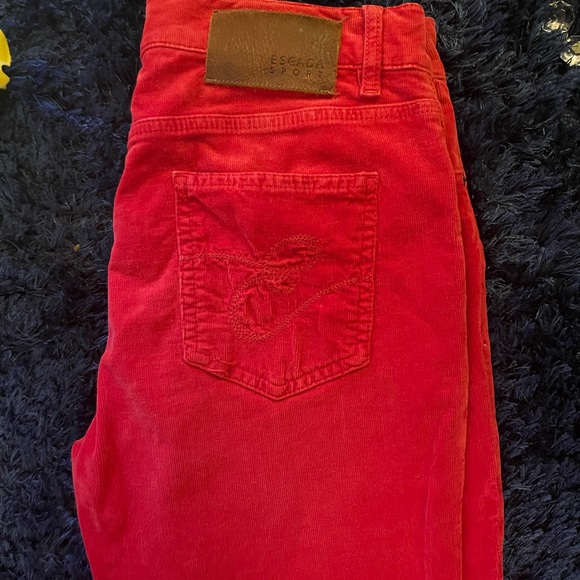 Escada Sport Poppy Red Corduroy Pants - Picture 5 of 7